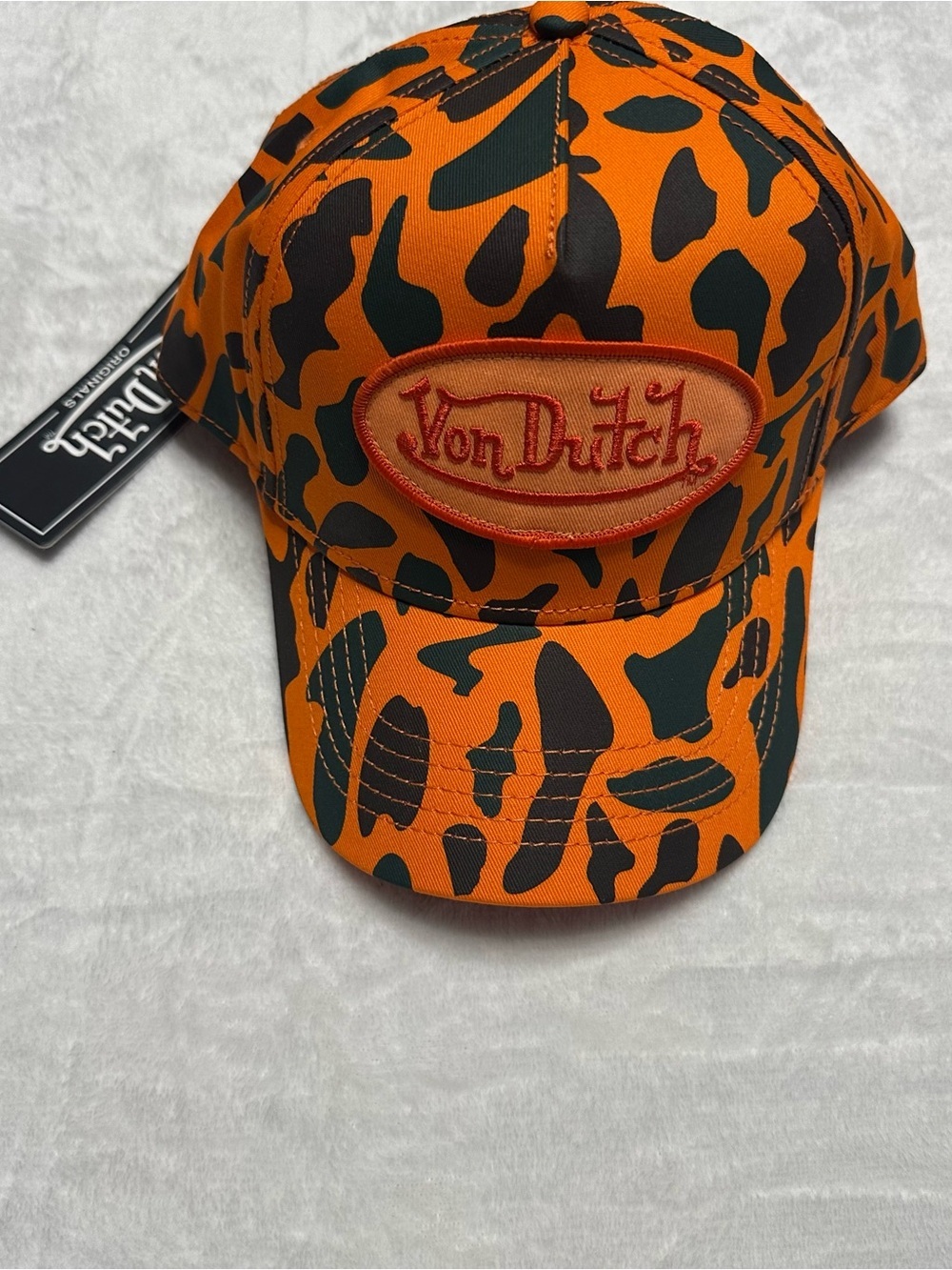 Von Dutch Orange Camo Logo Baseball Cap NWT - Picture 3 of 6